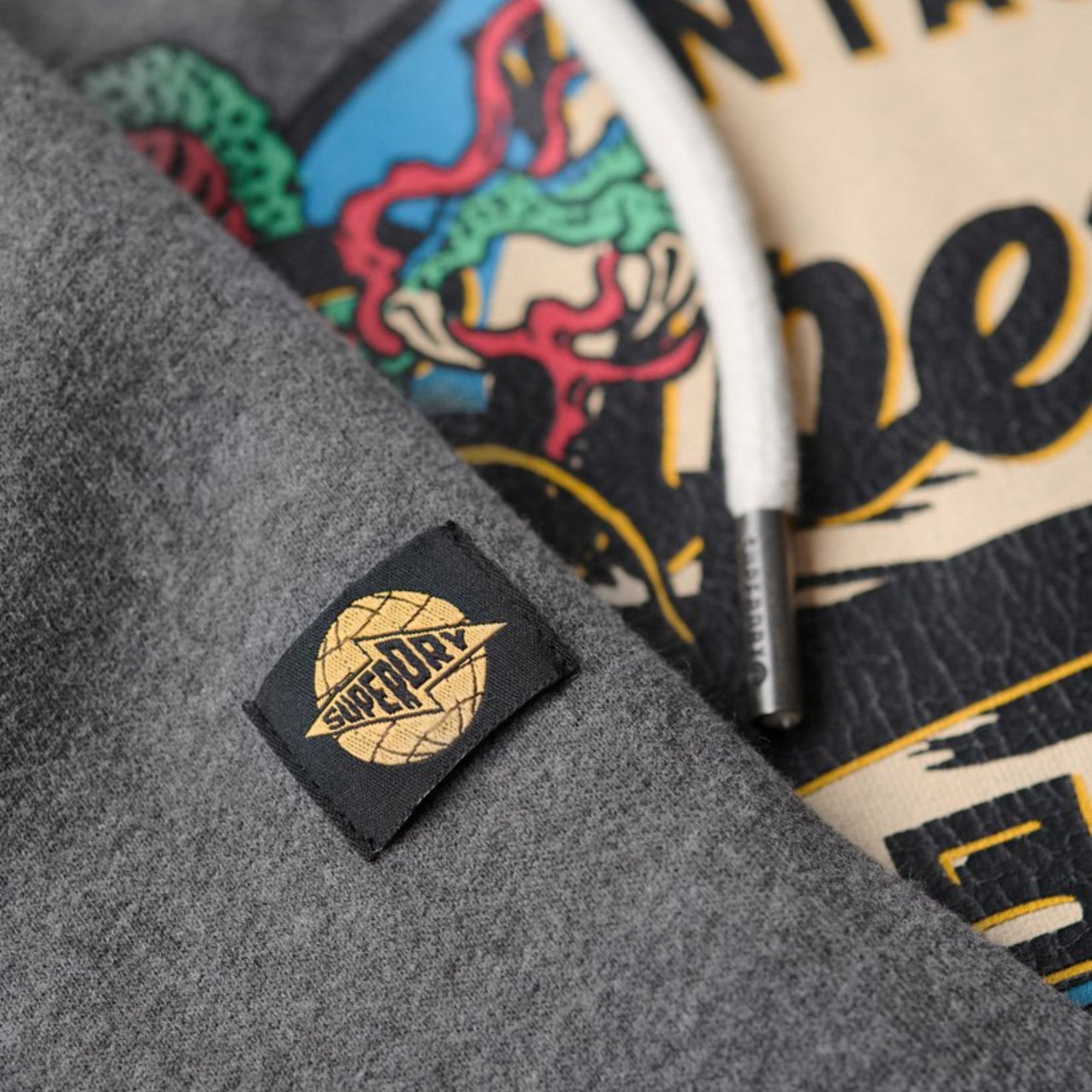 Rich Charcoal Marl Japanese Vintage Logo Graphic Hoodie