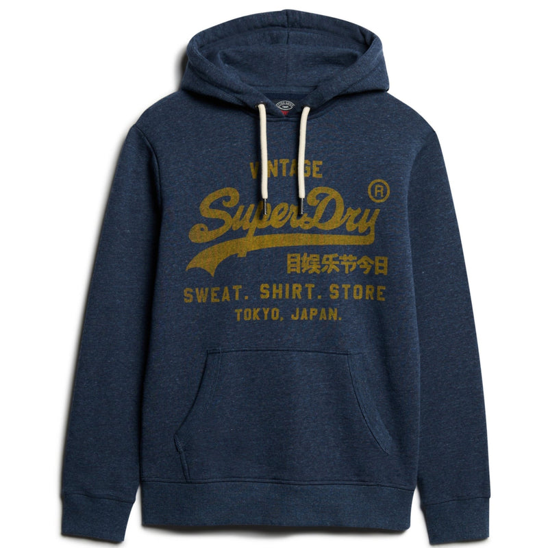 Vintage Navy Marl Classic Vl Graphic Hoodie