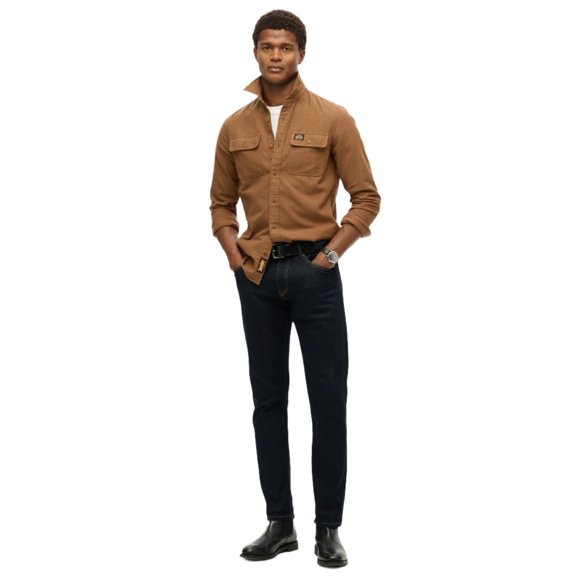 Sandstone Brown Flannel Workwear Shirt