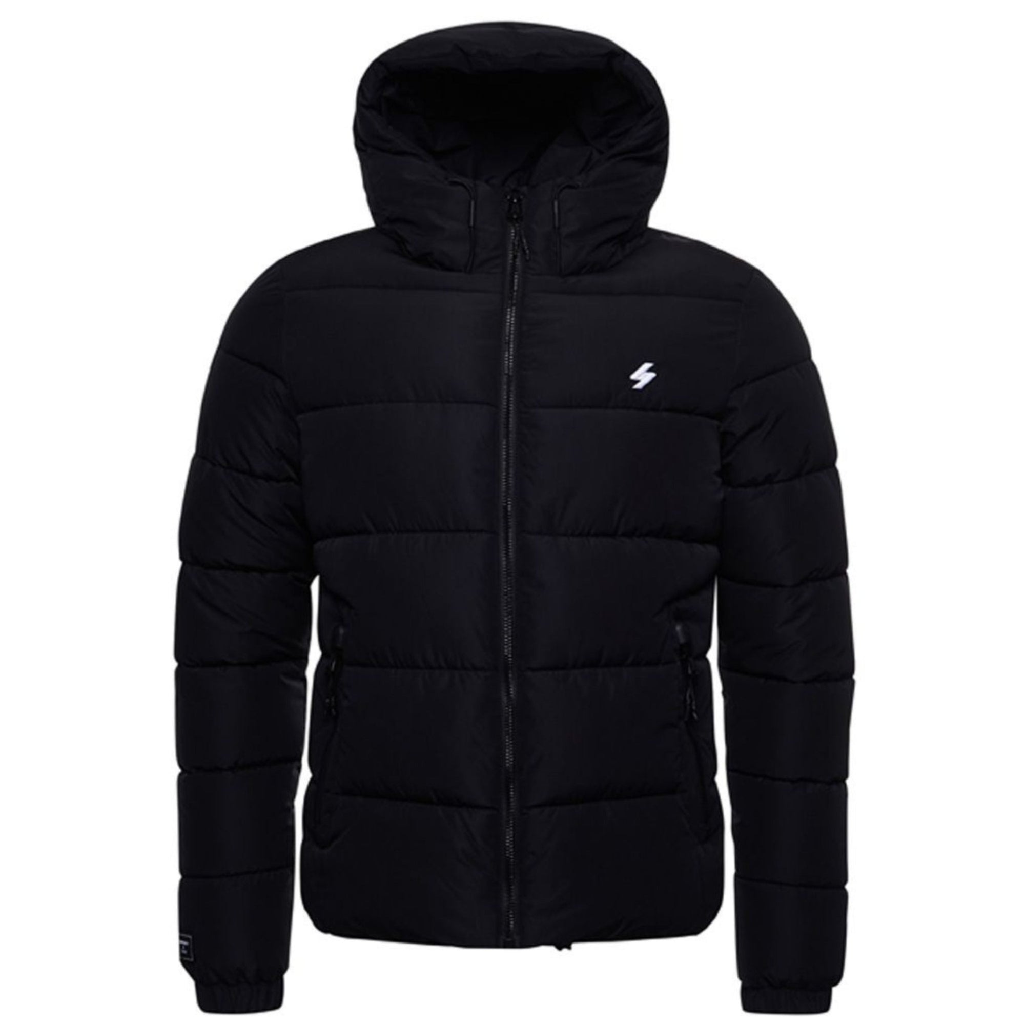 Black Hooded Sports Puffer
