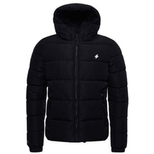 Black Hooded Sports Puffer