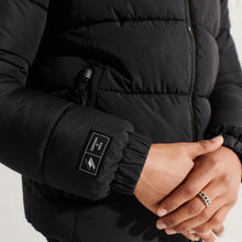 Black Hooded Sports Puffer