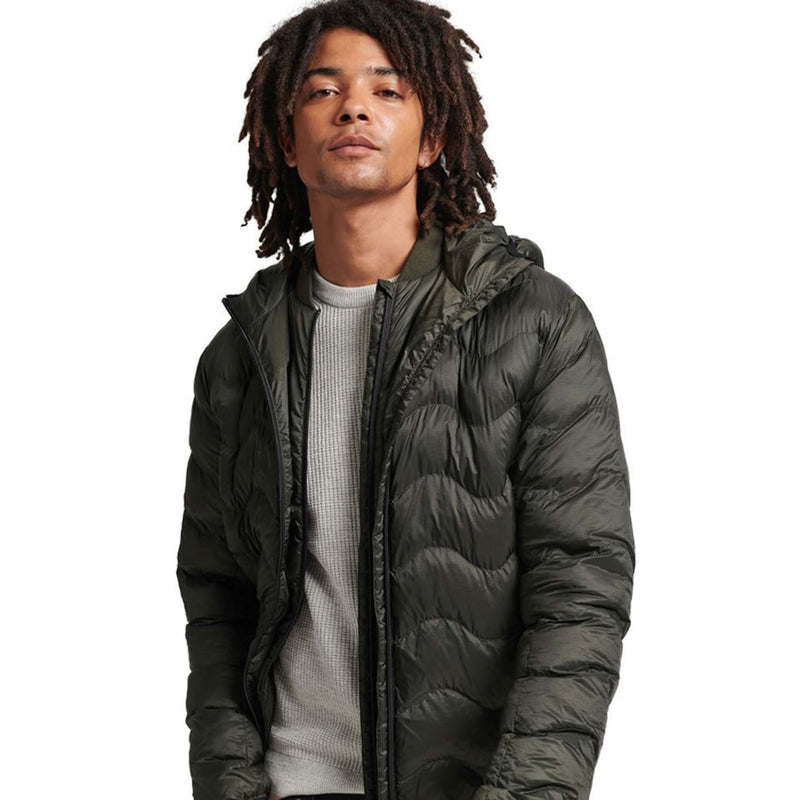 Dark Grey Green Vintage Hooded Mid Layer