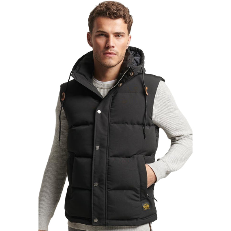 Jet Black Everest Hooded Puffer  Gilet