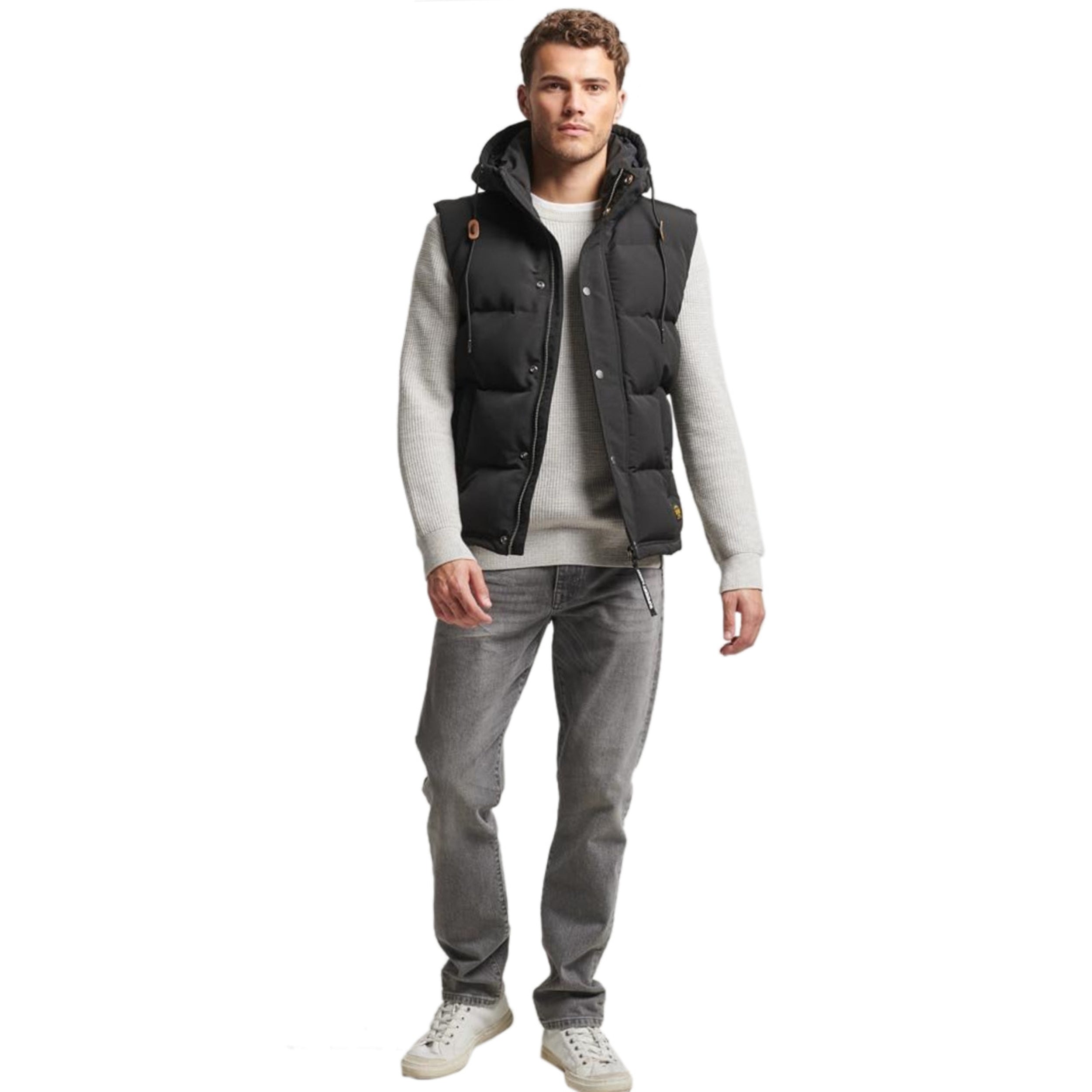 Jet Black Everest Hooded Puffer  Gilet