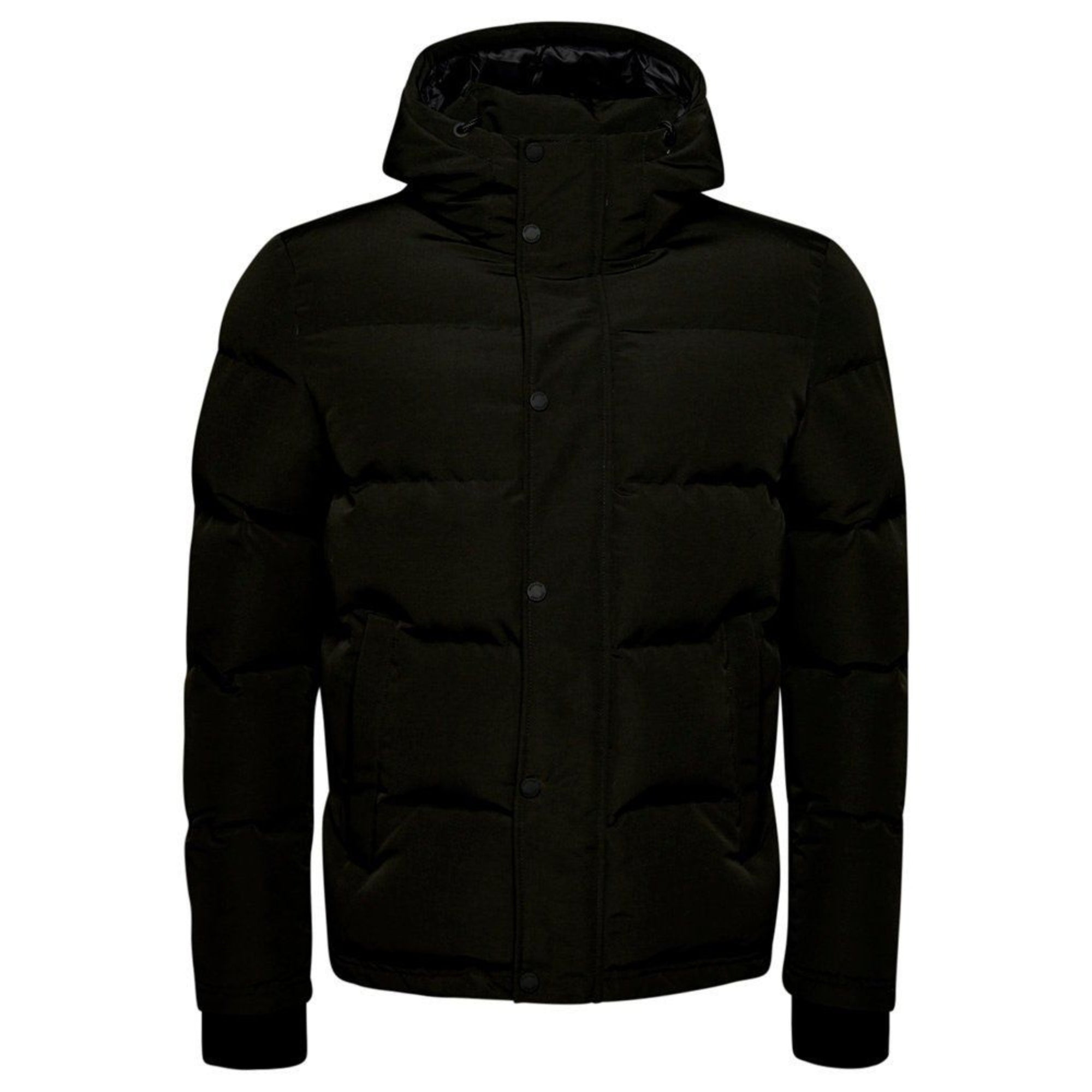Jet Black Everest Short Hooded Puffer