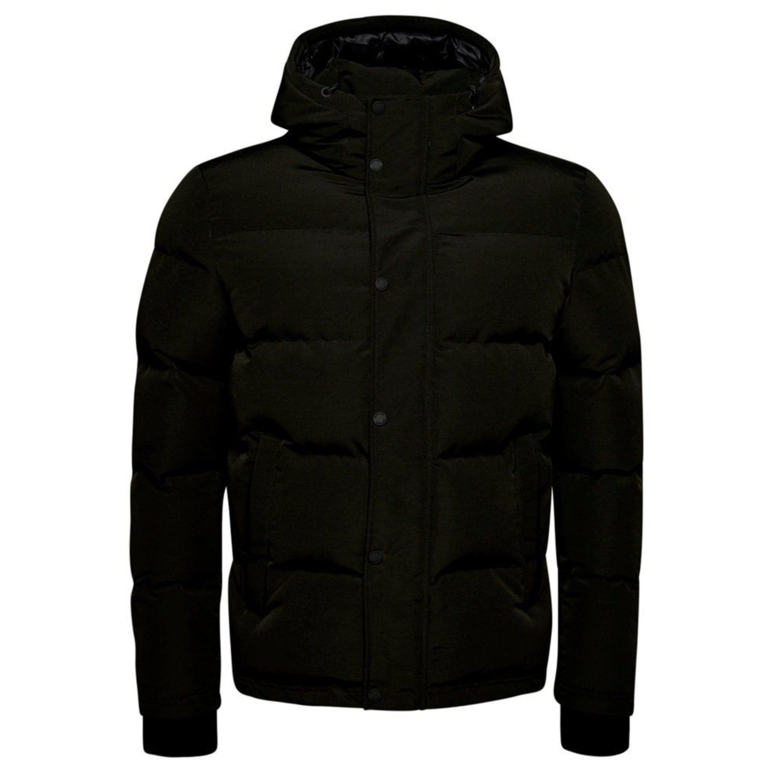 Jet Black Everest Short Hooded Puffer