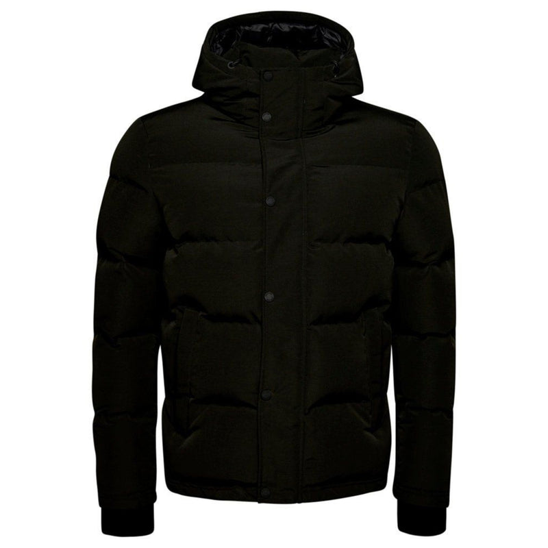 Jet Black Everest Short Hooded Puffer
