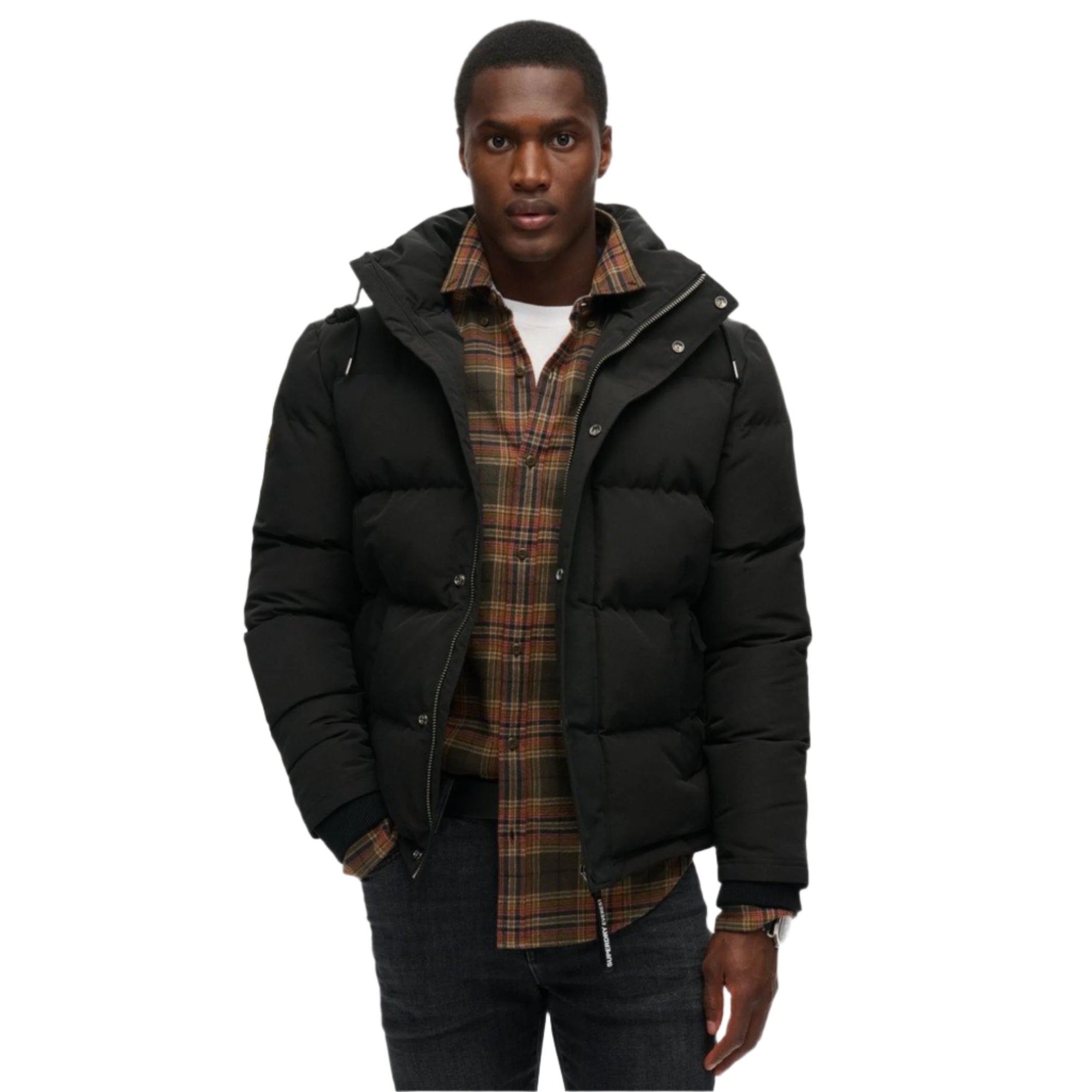Jet Black Everest Short Hooded Puffer
