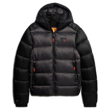 Black Hood Colour Block Sport Puffer