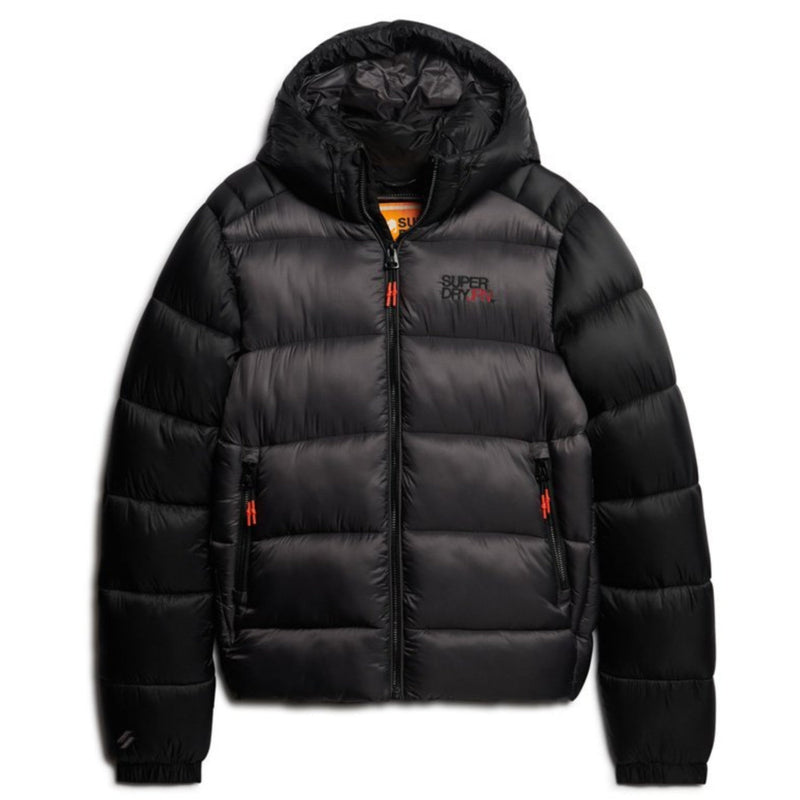 Black Hood Colour Block Sport Puffer