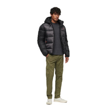 Black Hood Colour Block Sport Puffer