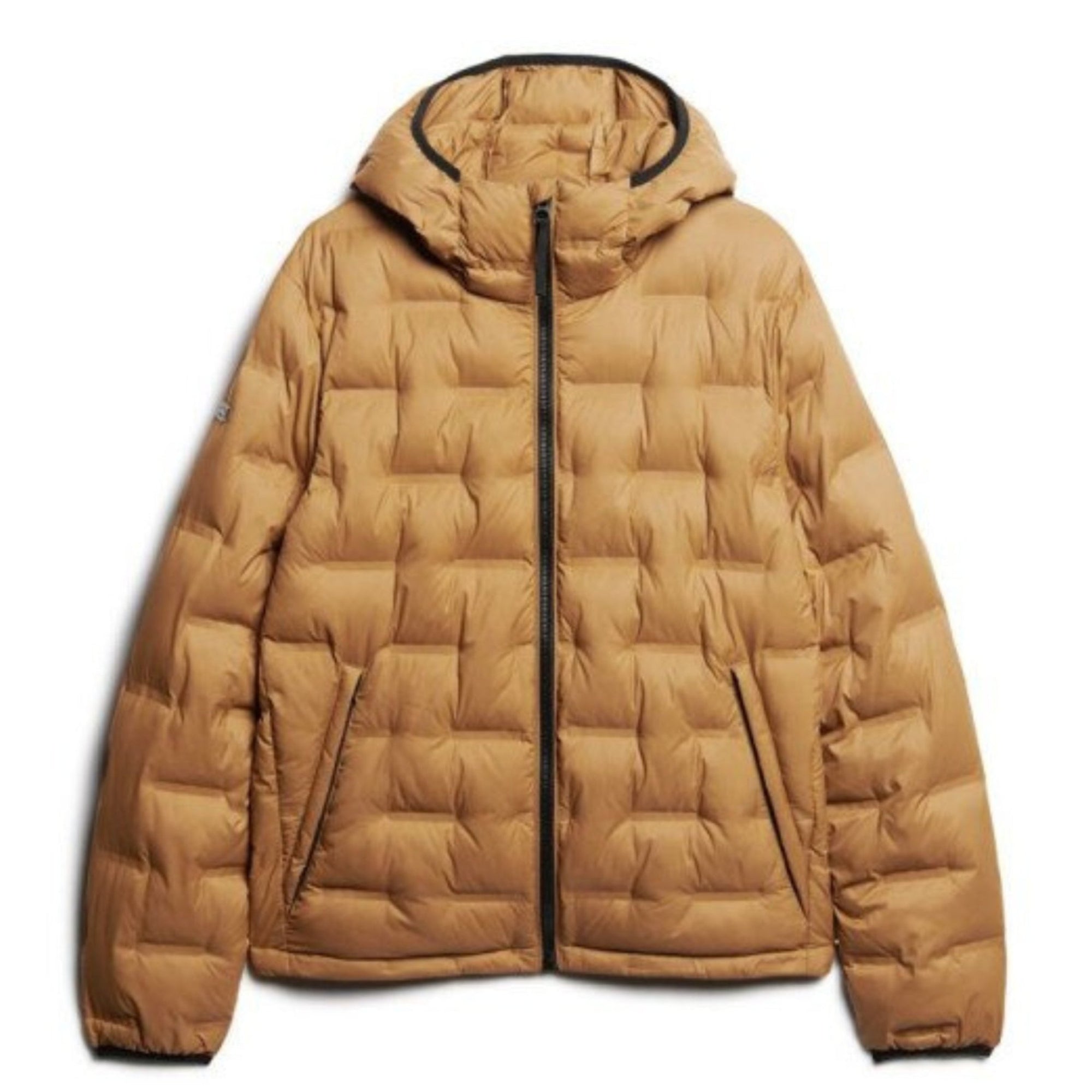 Dark Tobacco Brown Short Quilted Puffer Coat