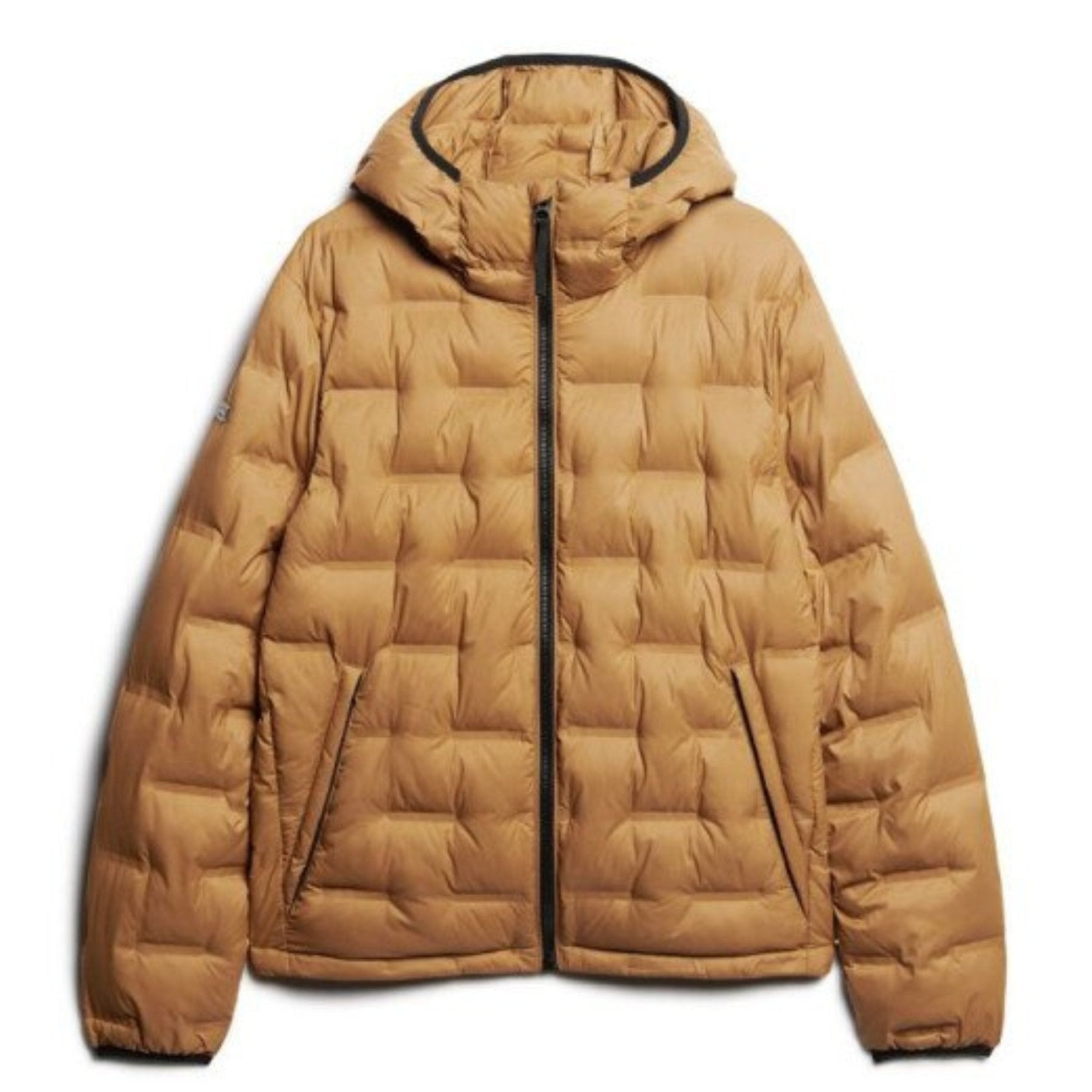 Dark Tobacco Brown Short Quilted Puffer Coat