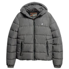Dark Slate Grey Hooded Sports Puffer Jacket
