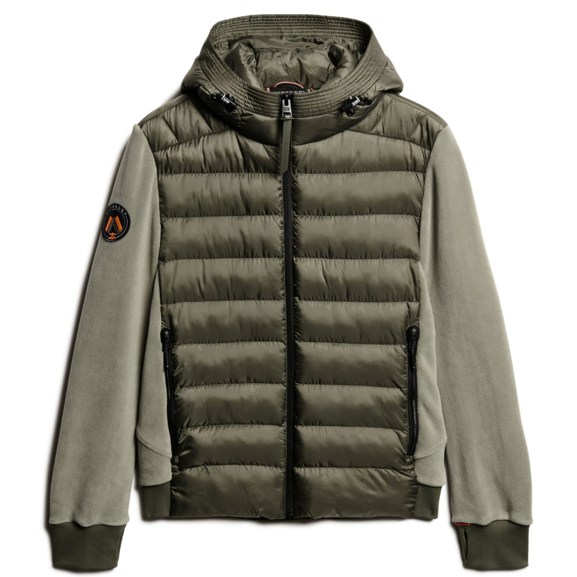 Dusty Olive Green Hooded Storm Fleece Bomber