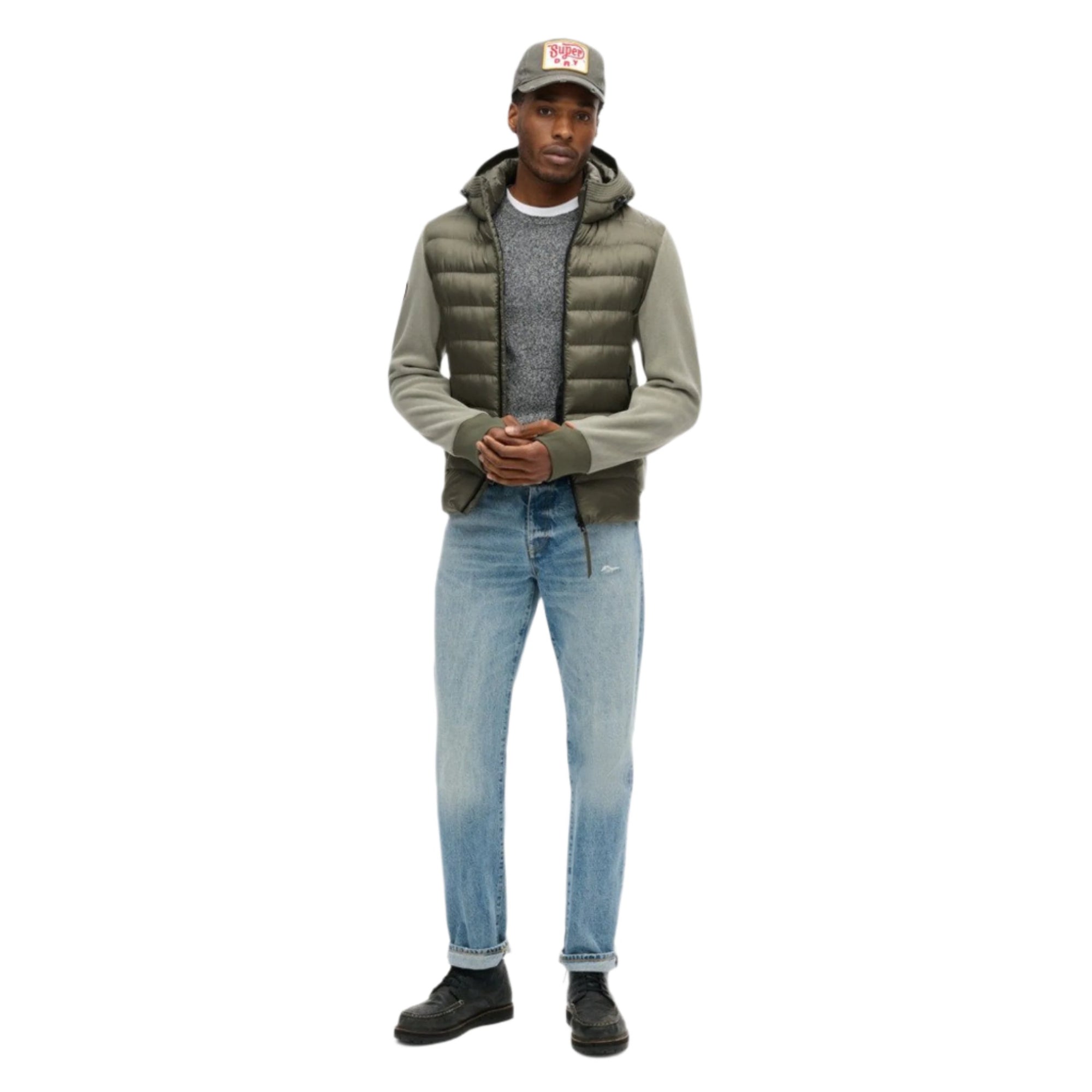 Dusty Olive Green Hooded Storm Fleece Bomber
