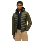 Khaki Green Marl Hooded Knit Storm Hybrid Jacket