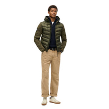 Khaki Green Marl Hooded Knit Storm Hybrid Jacket