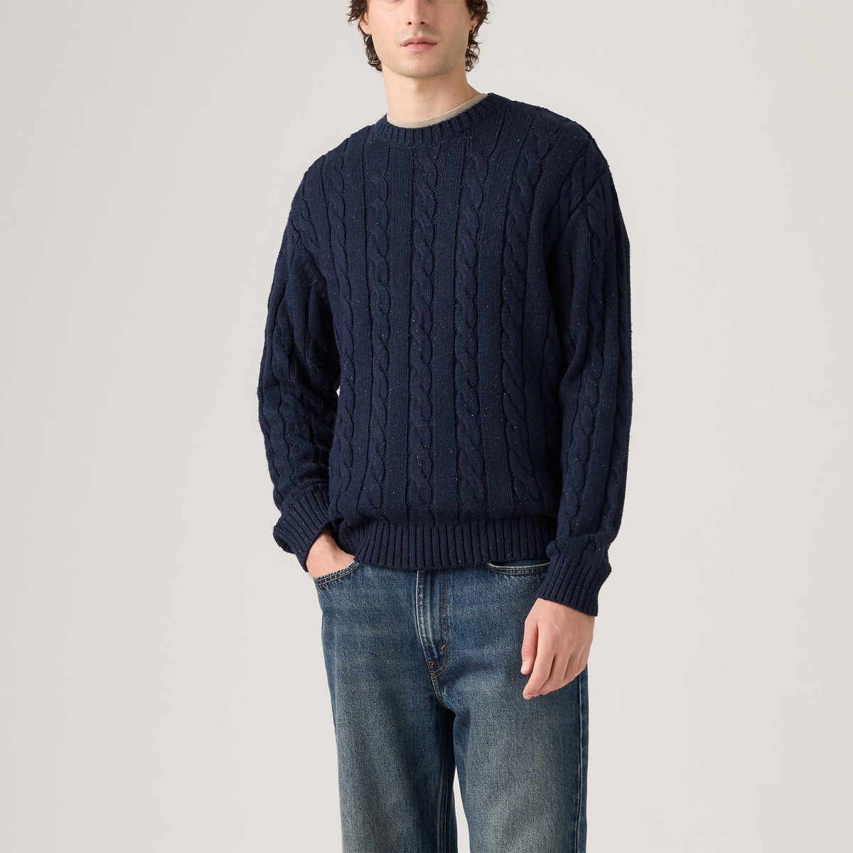 Laurel Crew Cable Sweater - Navy Blazer-1