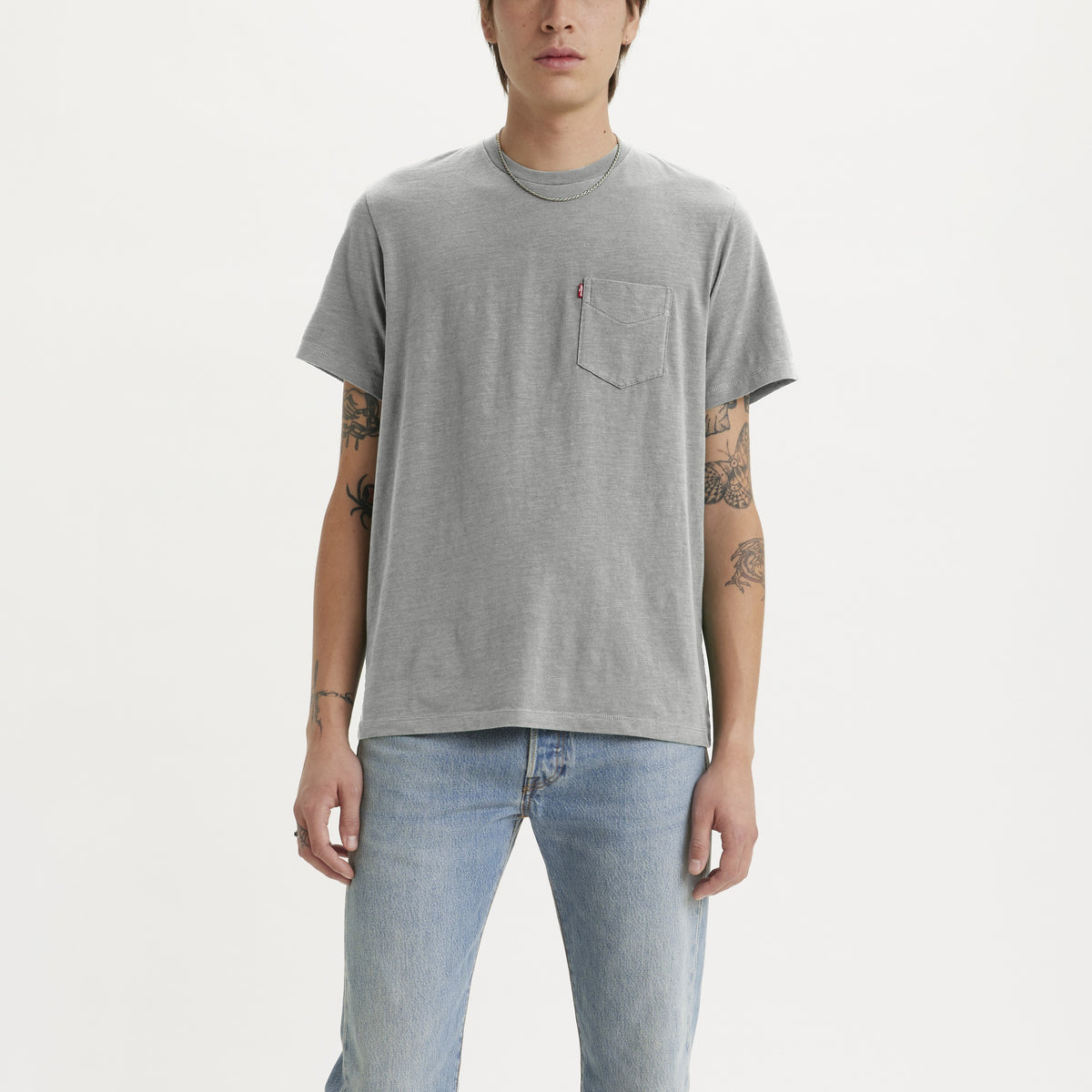 Short Sleeve Classic Pocket Tee - Mid Tone Grey Heather-1