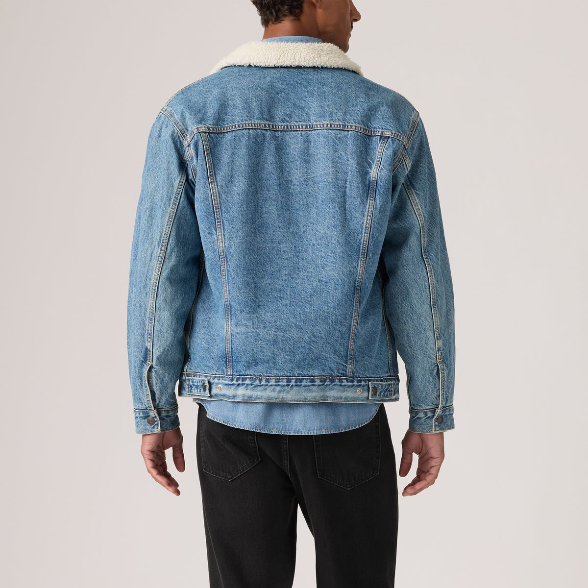 Relaxed Fit Sherpa Trucker Jacket - Washed Away-2