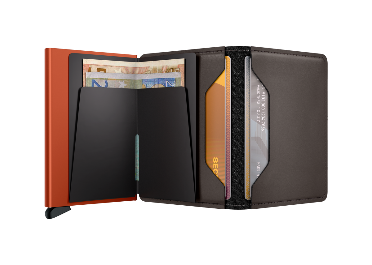 Slimwallet mat - Truffe et orange-4