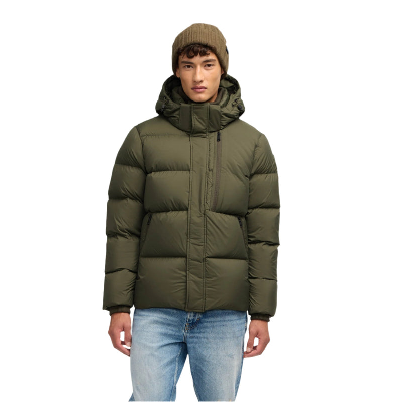 Army Jericho Mens Puffer With Removable Hood And Multi Zip Pocket