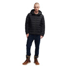 Black Seneca Mens Lightweight Stretch Puffer With Fixed Hood