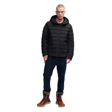 Black Seneca Mens Lightweight Stretch Puffer With Fixed Hood