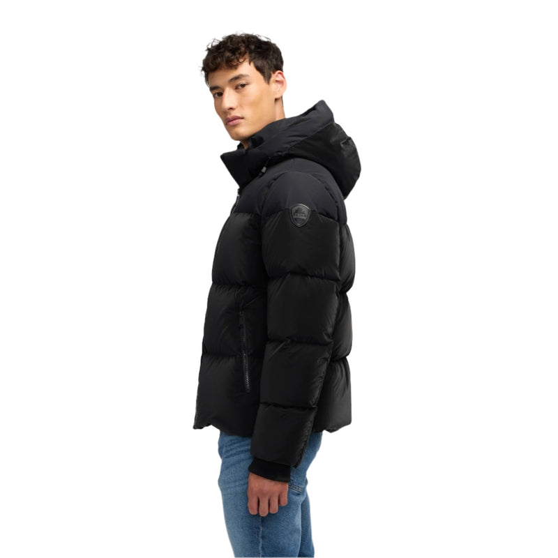 Military Mato Mens Mixed-Media Channel Quilted Puffer