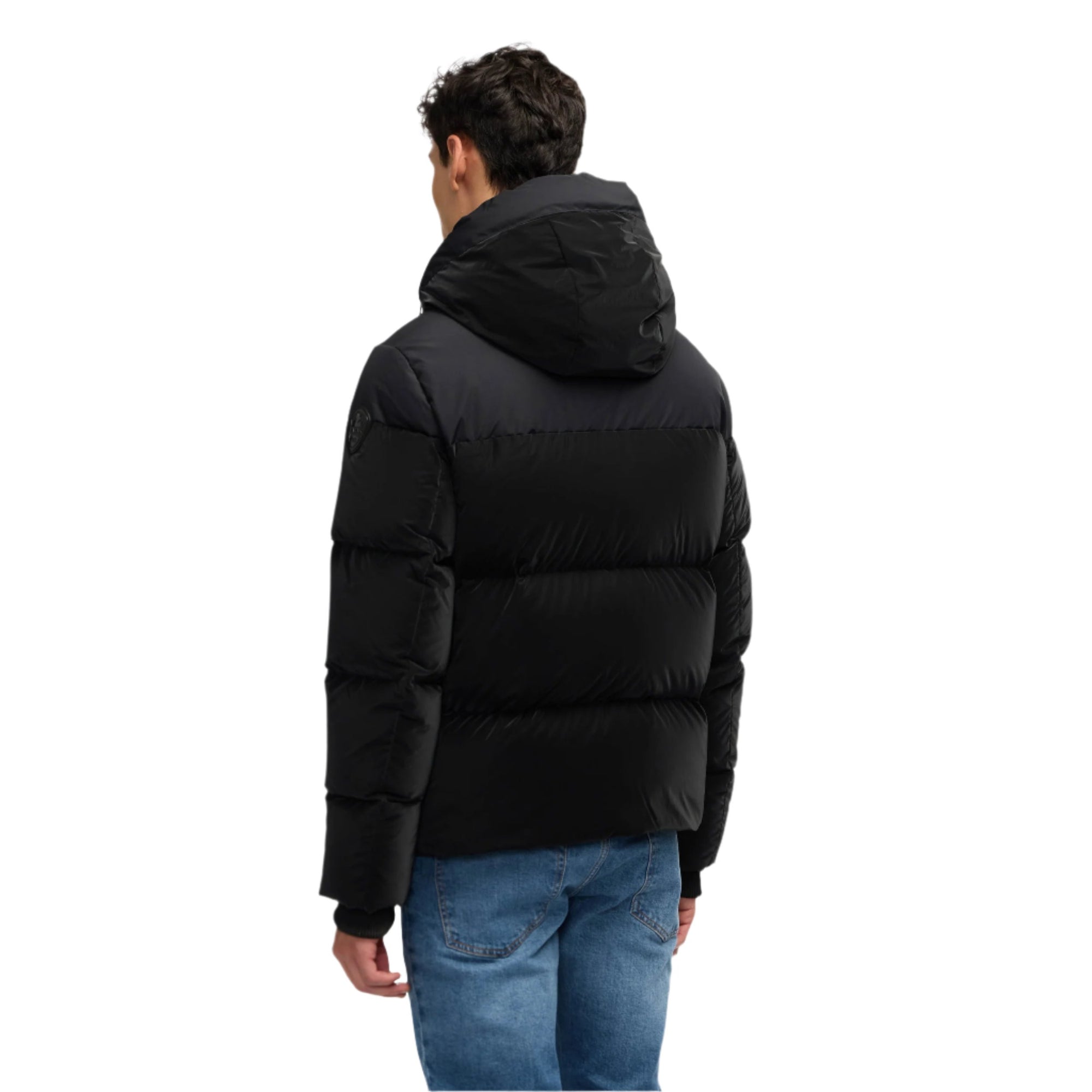 Military Mato Mens Mixed-Media Channel Quilted Puffer