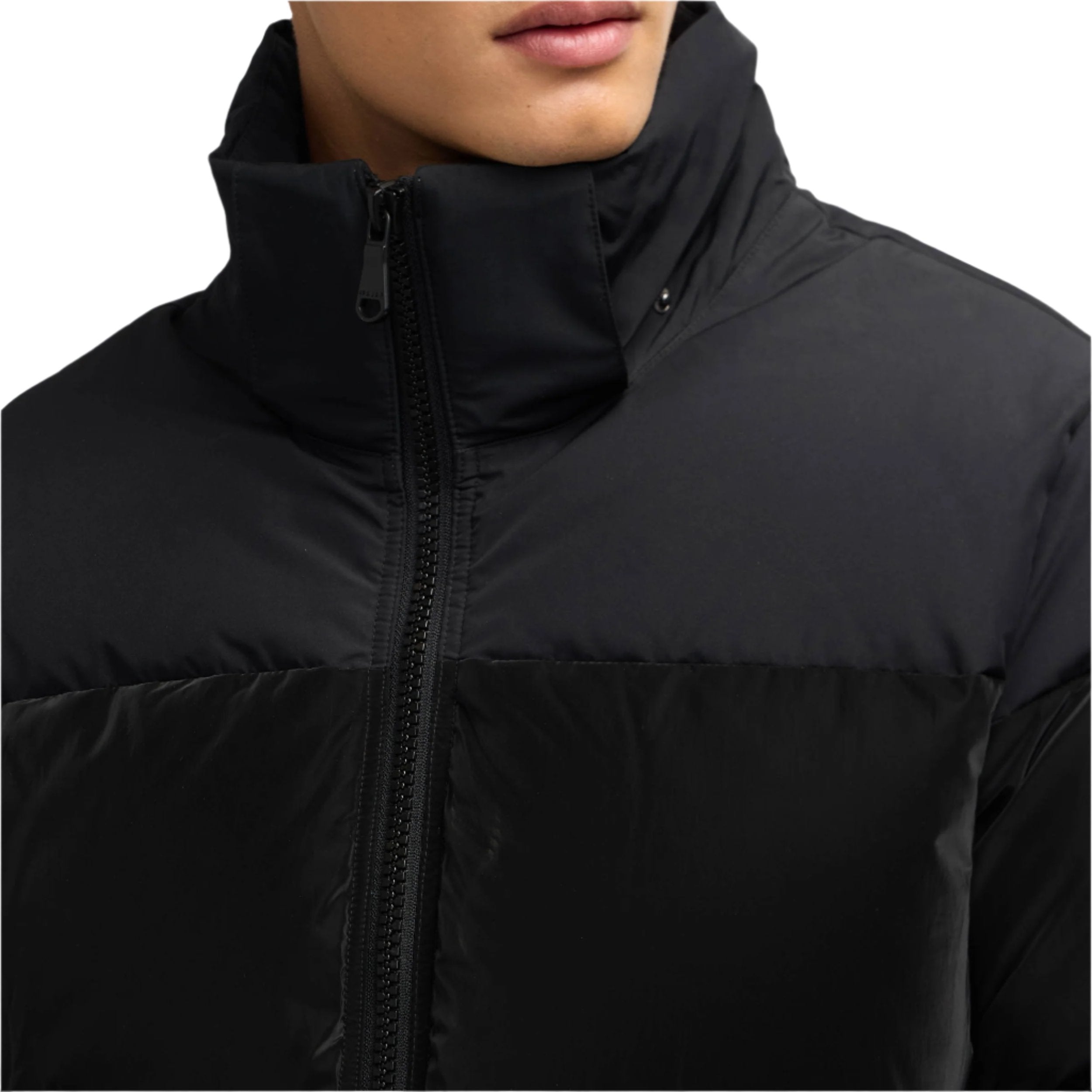 Military Mato Mens Mixed-Media Channel Quilted Puffer