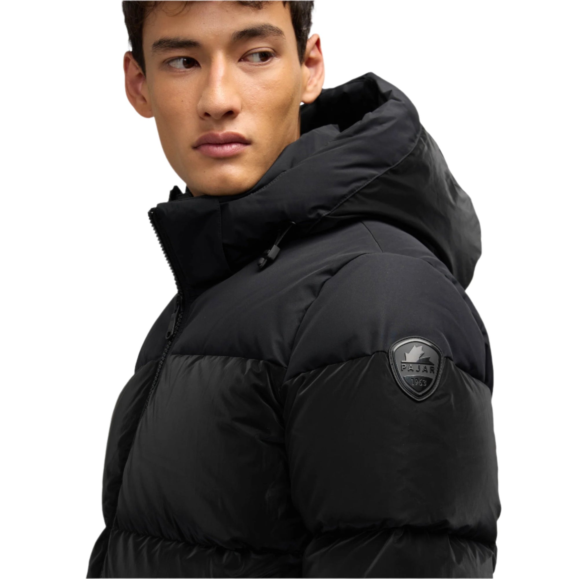 Military Mato Mens Mixed-Media Channel Quilted Puffer