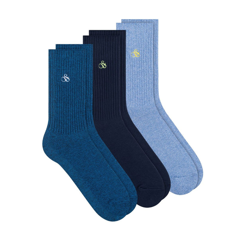 3 Pack Non Terry Socks - Navy