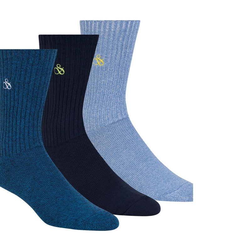 3 Pack Non Terry Socks - Navy