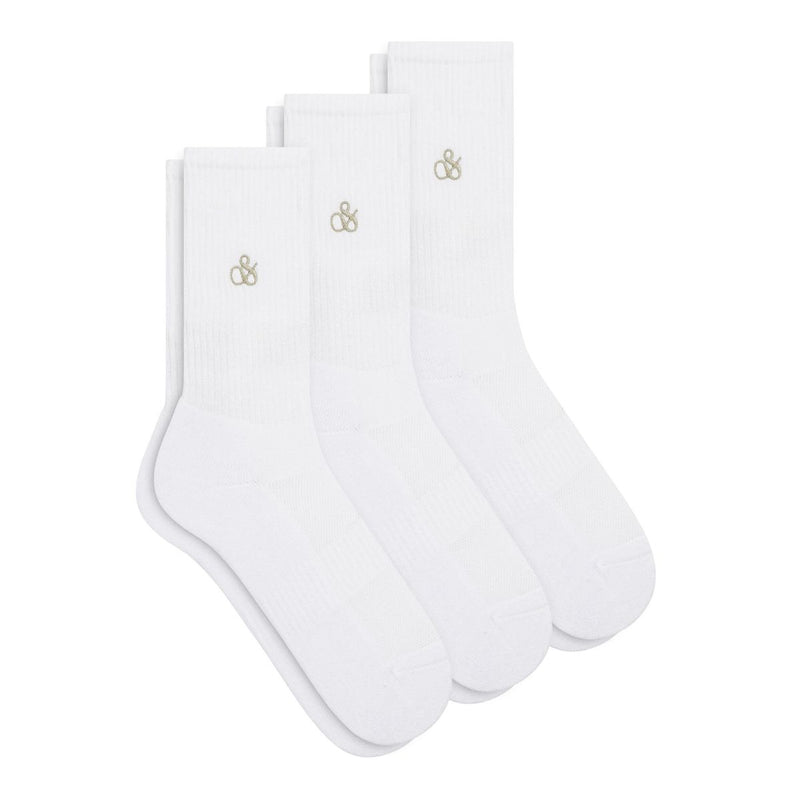 3 Pack 1/2 Terry Cotton Socks -White
