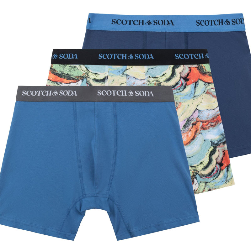 3 Pack Cotton Stretch Boxer - Blue