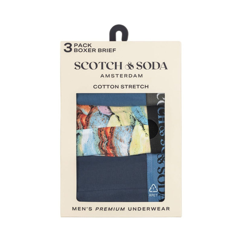 3 Pack Cotton Stretch Boxer - Blue