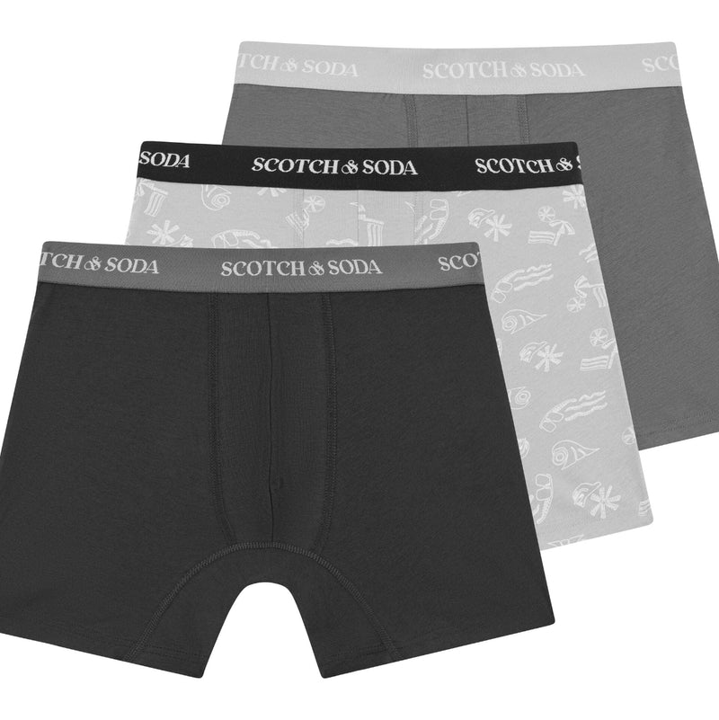 3 Pack Cotton Stretch Boxer - Blue & Grey