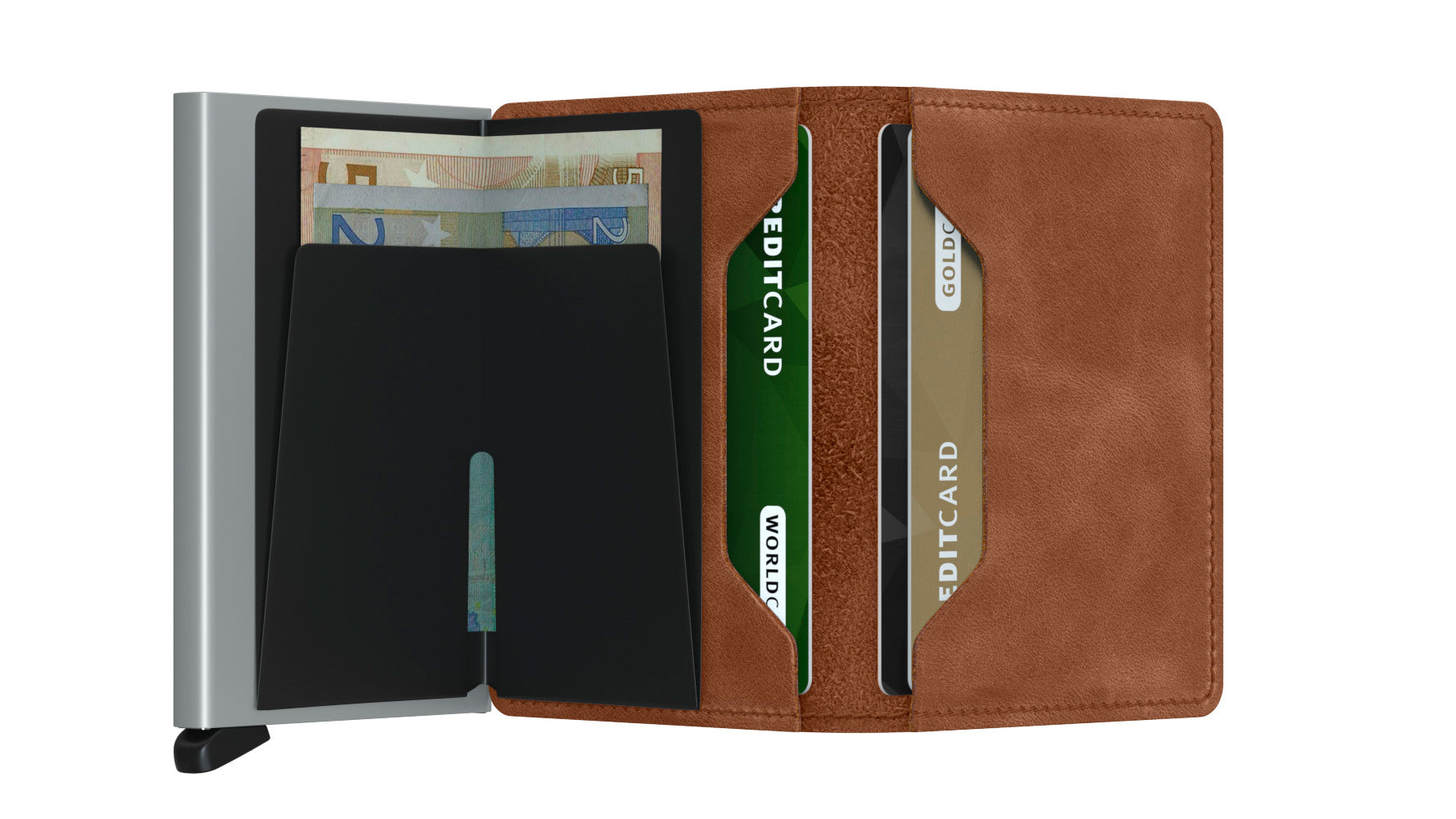 Slimwallet Vintage Cognac-Silver