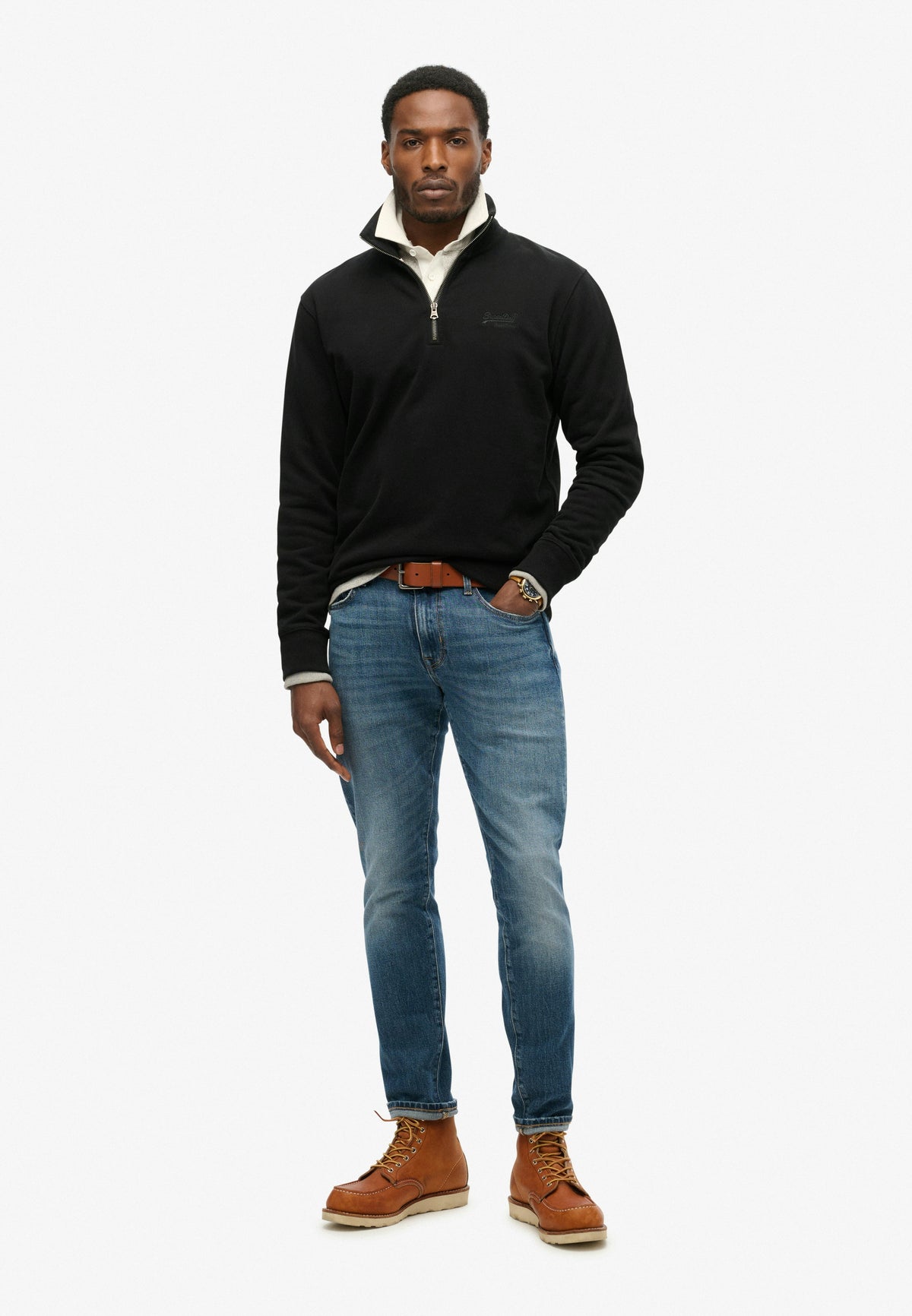 Essential Logo Half Zip - Black-3