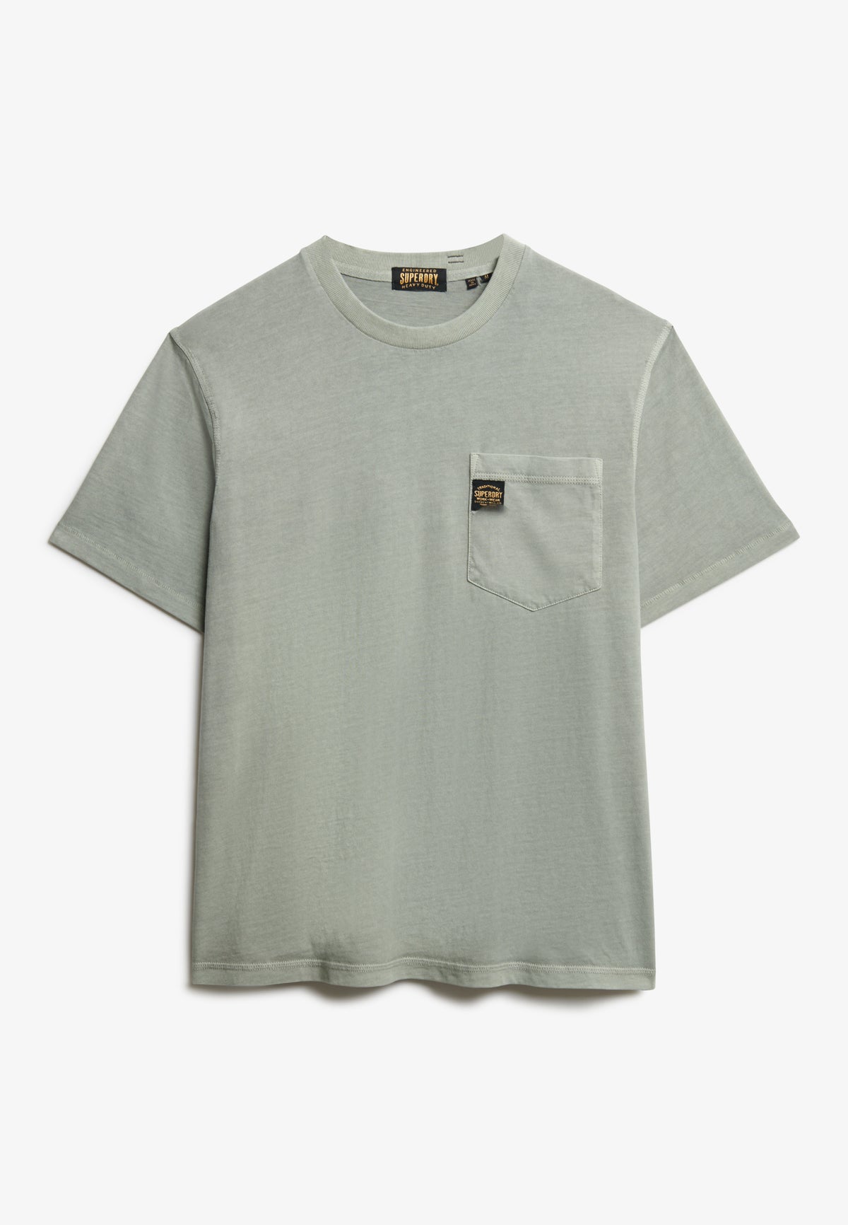 Contrast Stitch Pocket T-shirt - Washed Sage Green-5