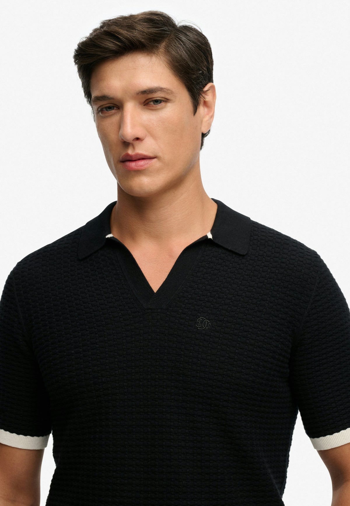 Johnny Collar Knitted Polo - Black-3