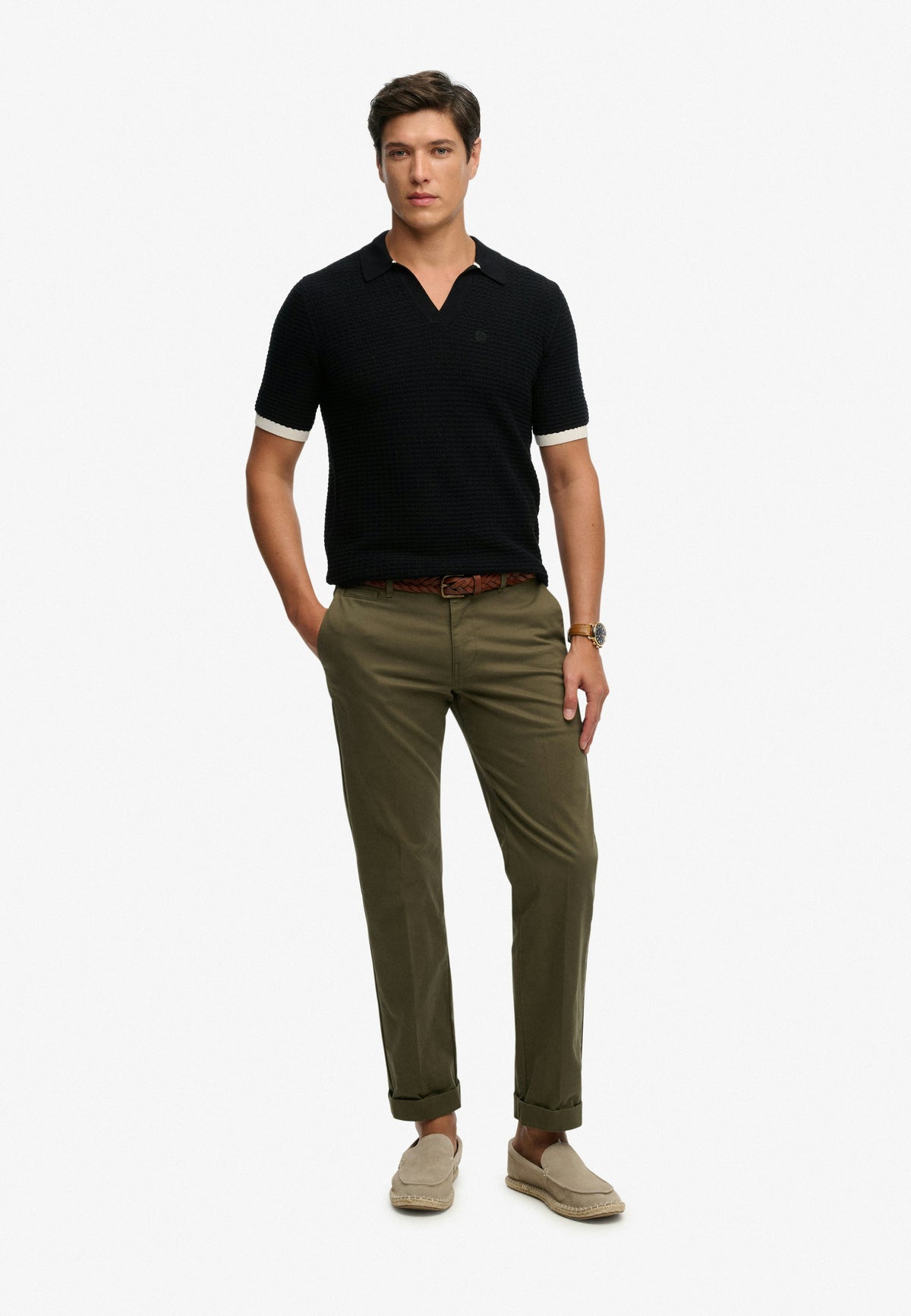 Johnny Collar Knitted Polo - Black-4