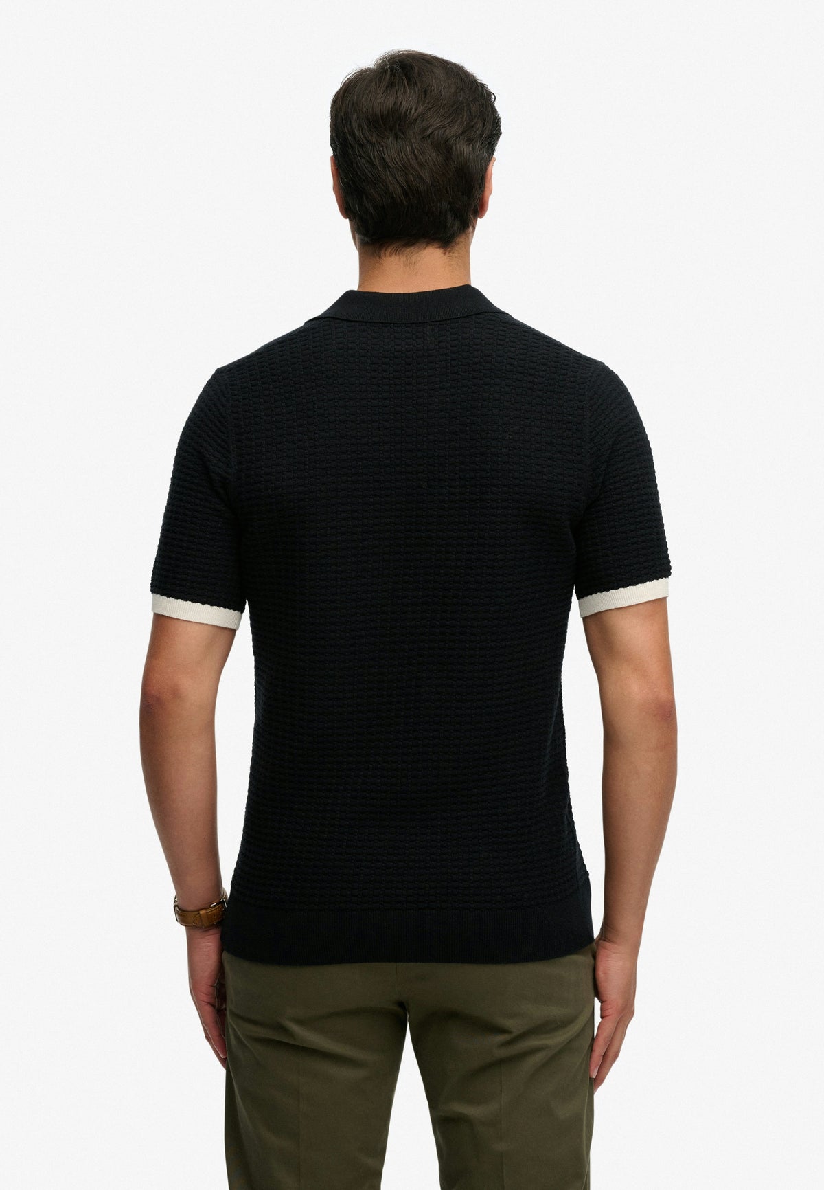 Johnny Collar Knitted Polo - Black-2