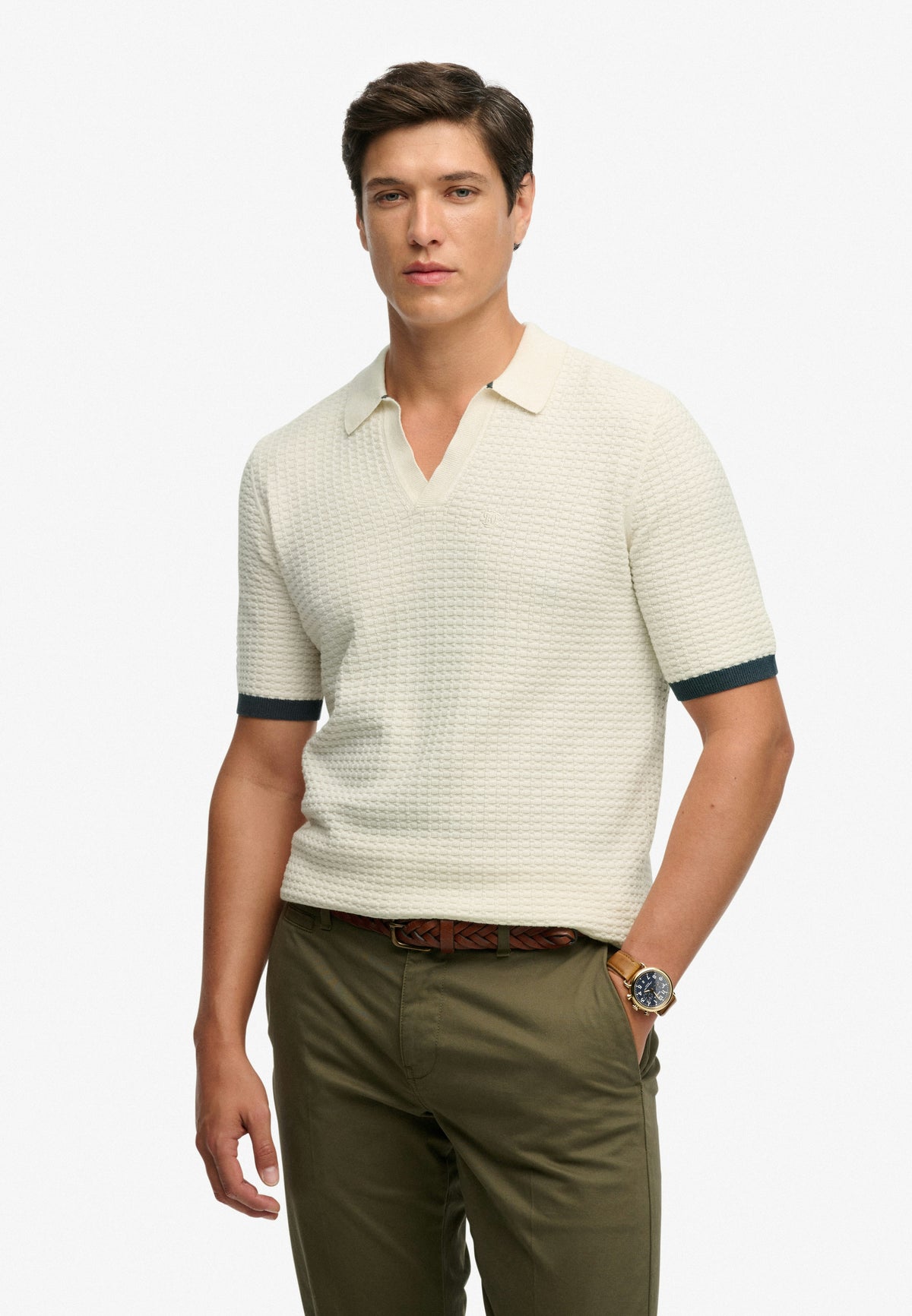 Johnny Collar Knitted Polo - Classic Cream-1
