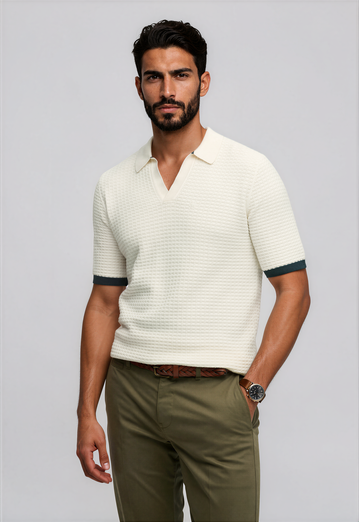 Johnny Collar Knitted Polo - Classic Cream