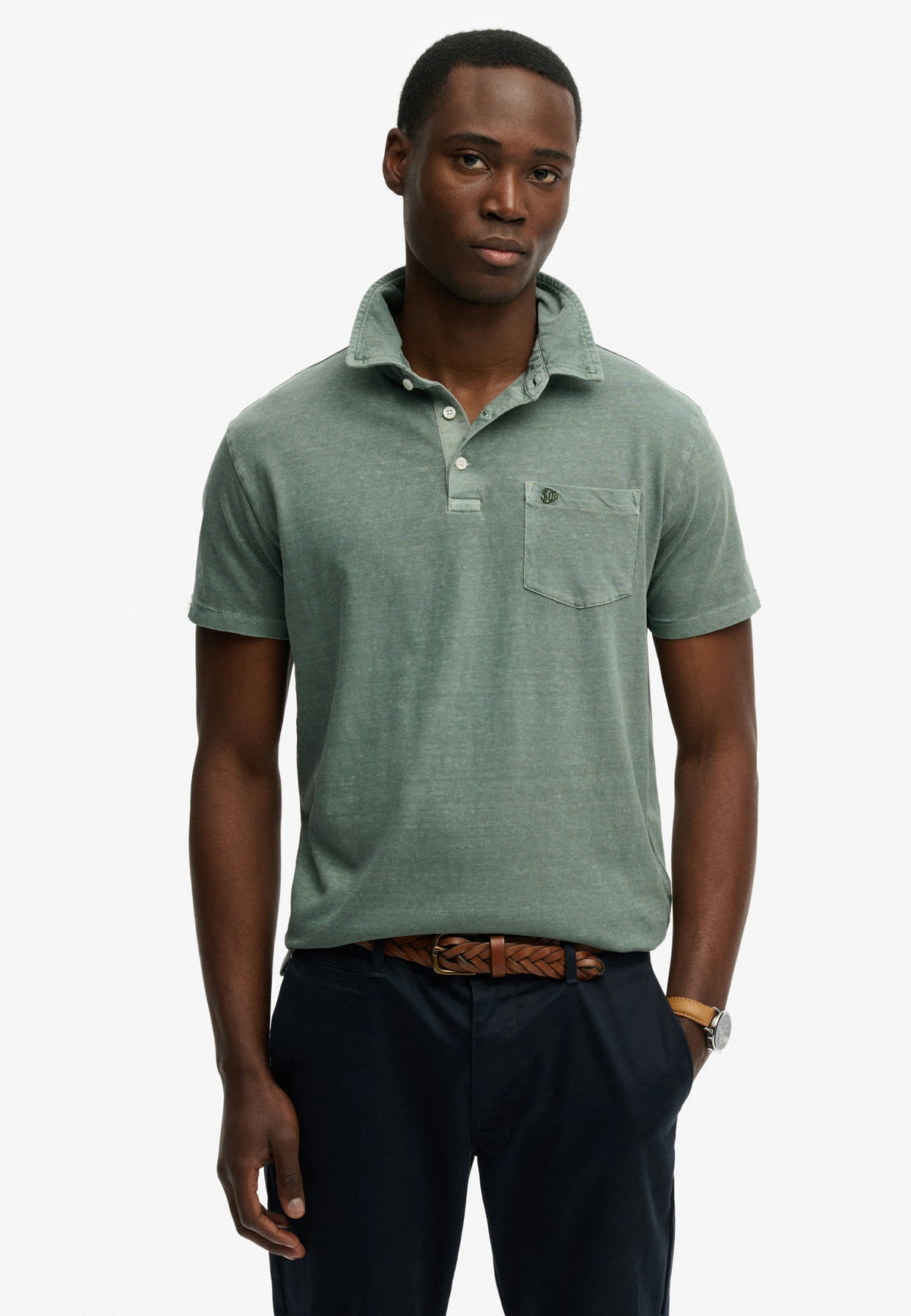 Classic Cotton Linen Polo - Olive Branch Green-1