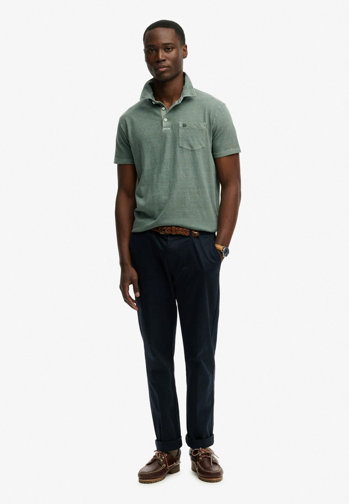 Classic Cotton Linen Polo - Olive Branch Green-3